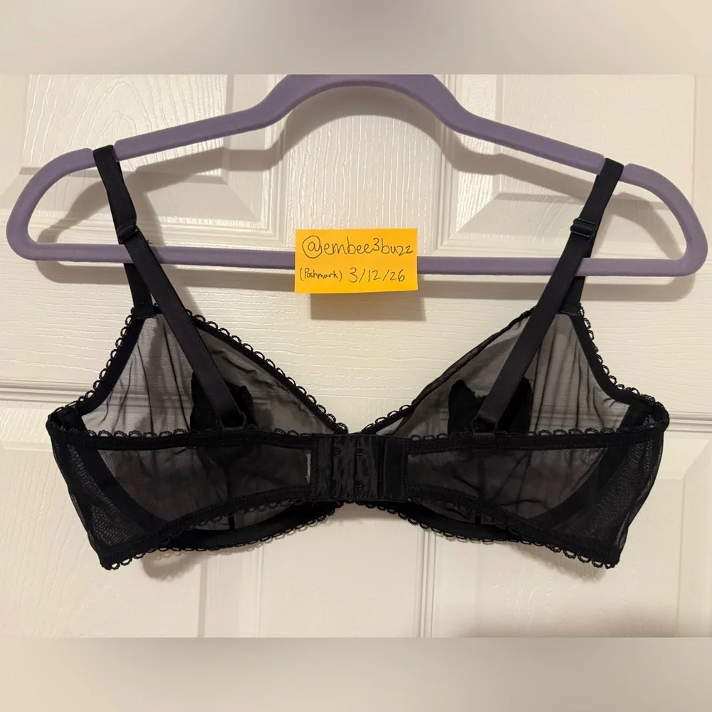 Adore Me 34DD Alyshia Unlined Bra Black cat NWOT - Picture 3 of 6